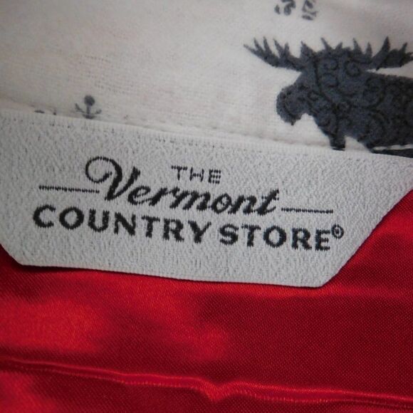 Womens Flannel nightgown Night Shirt Cotton Holiday White Red‎ Moose Size 1X - Picture 3 of 6